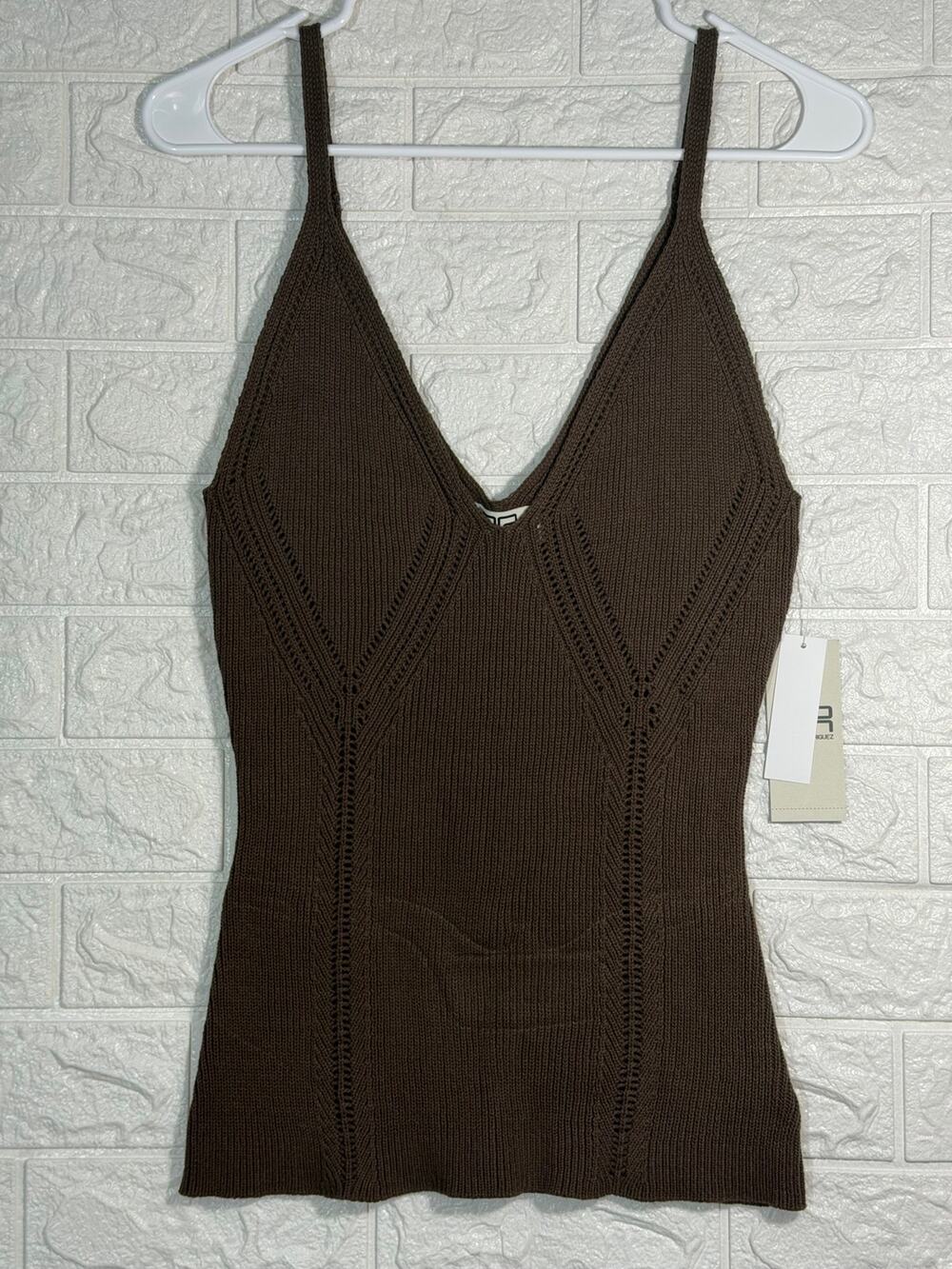Robert Rodriguez Women’s M Chocolate Brown Nessa Pointelle Knit Tank top